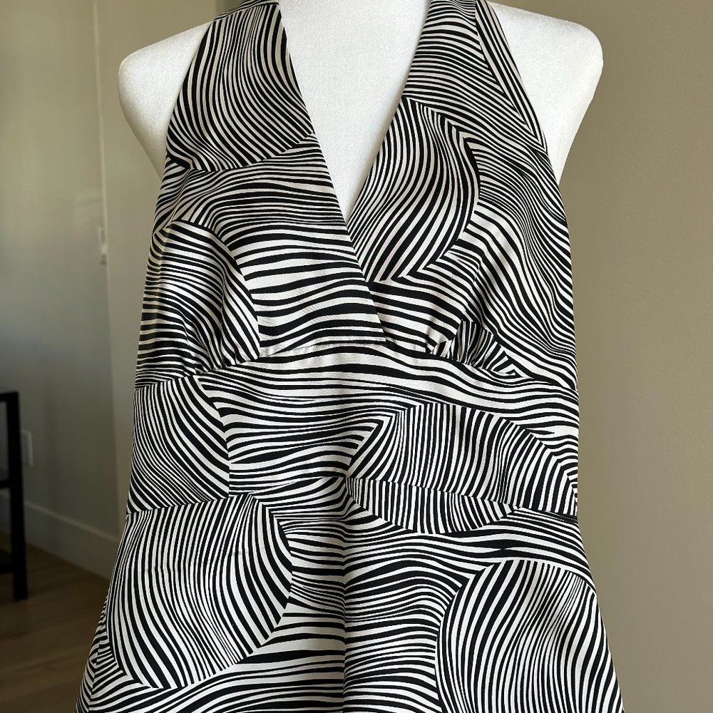 LAUNDRY BY SHELLI SEGAL SUMMER HALTER TOP 100% SILK SZ XS ANIMAL PRINT